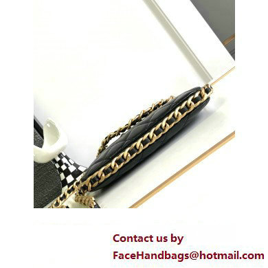 chanel black Shiny Crumpled Lambskin  &  Gold-Tone Metal Clutch with Chain AP3487 2023